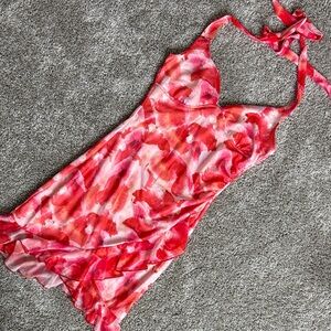 Vibrant Pink and Red Tie-Dye Dress